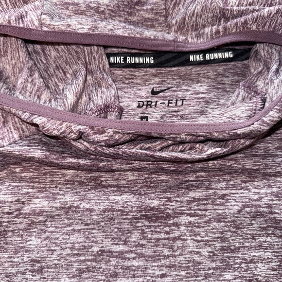 Nike Shirt Womens Medium Purple Dri Fit Logo Performance Running Hooded Hoodie - Picture 2 of 9